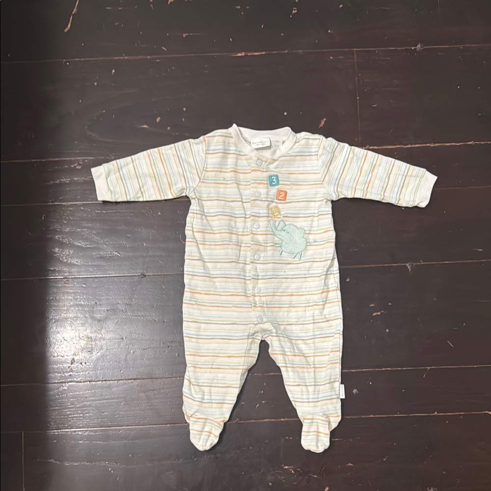 White and Orange Striped Footies Baby size 6-9 months